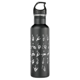 Sign Language Alphabet For ASL Interpreter Deaf Te Stainless Steel Water Bottle
