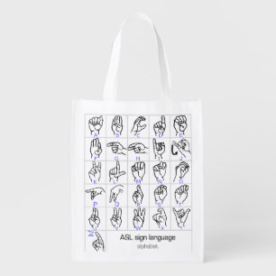 SIGN LANGUAGE ALPHABET reusable bag