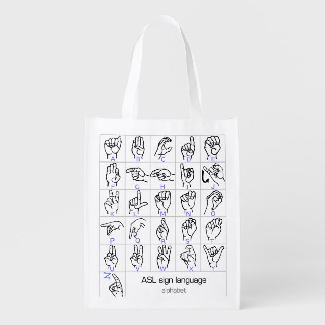 SIGN LANGUAGE ALPHABET reusable bag (Front)