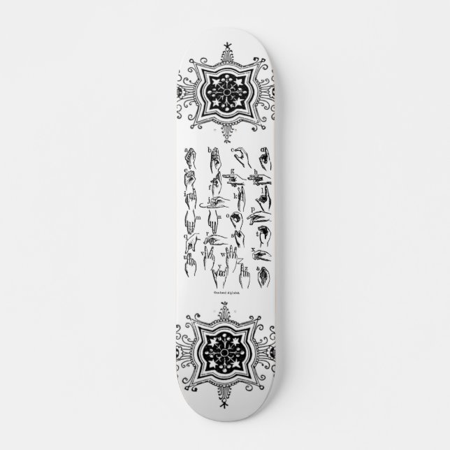 Sign Language Alphabet Skateboard Deck (Front)