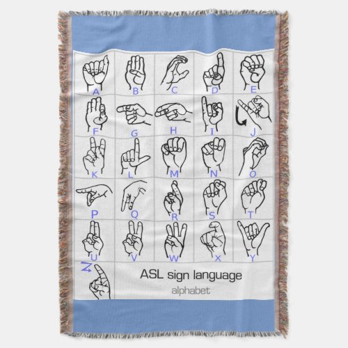 SIGN LANGUAGE ALPHABET throw blanket