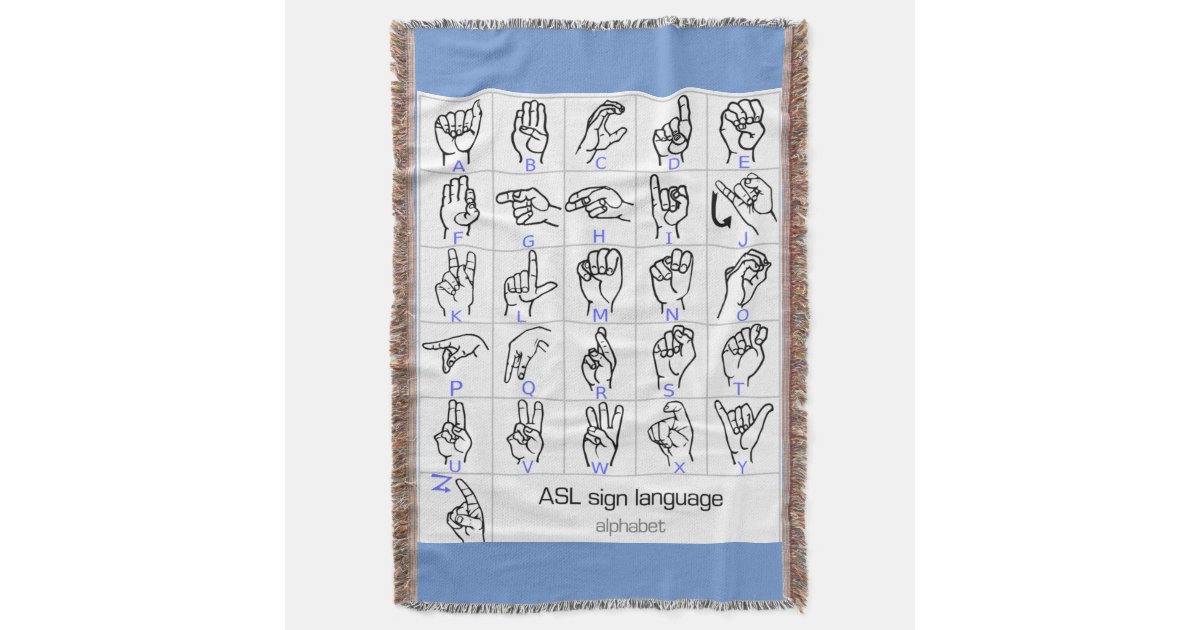 SIGN LANGUAGE ALPHABET throw blanket