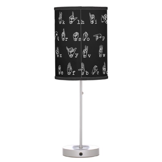 Sign Language Alphabet // White on Black // Table Lamp (Back)