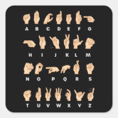 ASL Sign Language Hand Alphabet Teacher Square Sticker