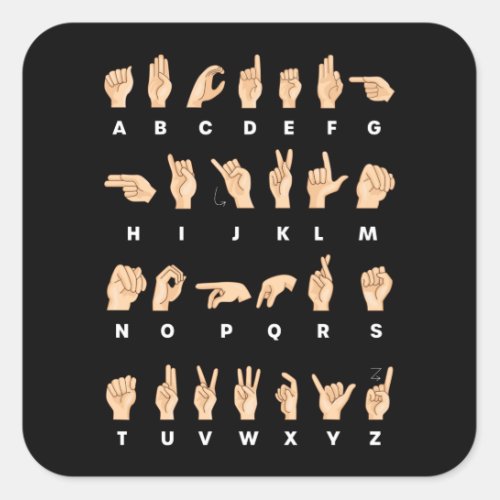 Sign Language ASL Alphabet Deaf Gift Square Sticker