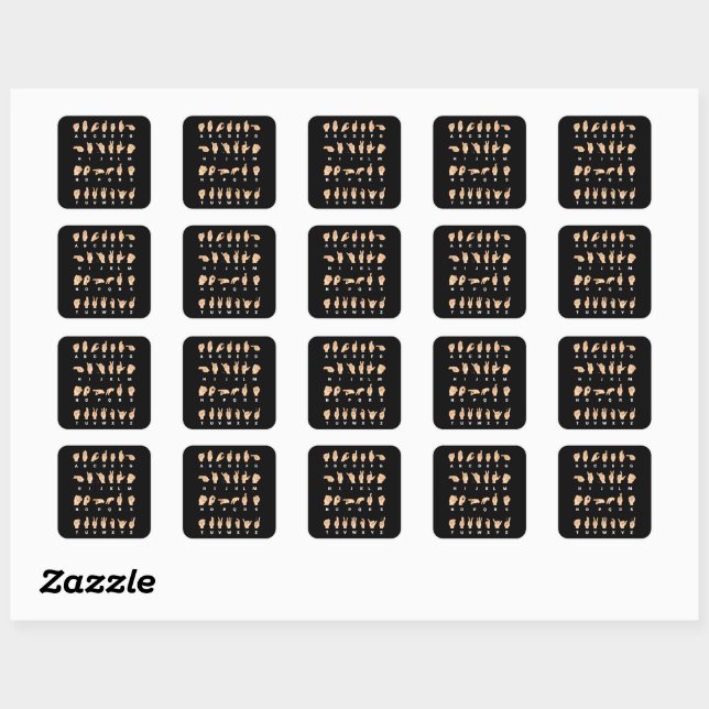 Sign Language ASL Alphabet Deaf Gift Square Sticker