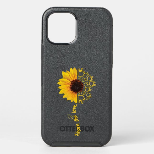 Sign Language - ASL - American Sunflower - Share t Otterbox iPhone Case (Back)