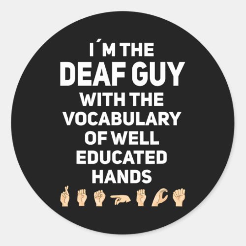 Sign Language Asl Hand Gesture Deaf Awareness 1  Classic Round Sticker