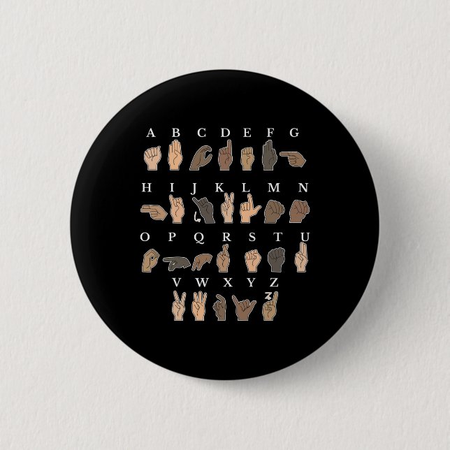 Sign Language Asl Hand Gesture Deaf Awareness  Button (Front)