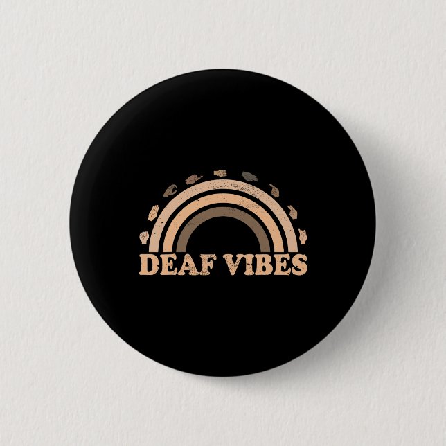 Sign Language Asl Hand Gesture Deaf Vibes Awarenes Button (Front)