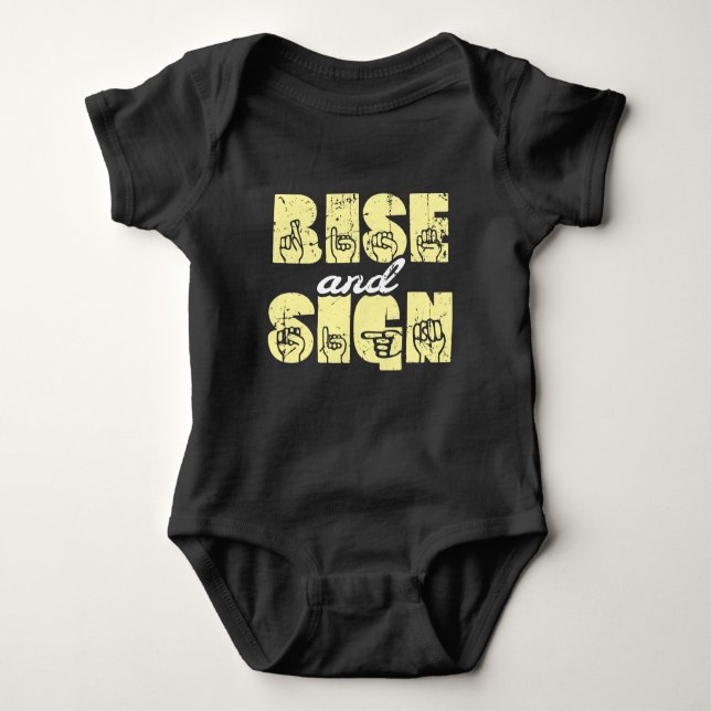 Sign Language ASL Rise and Sign Baby Bodysuit (Front)