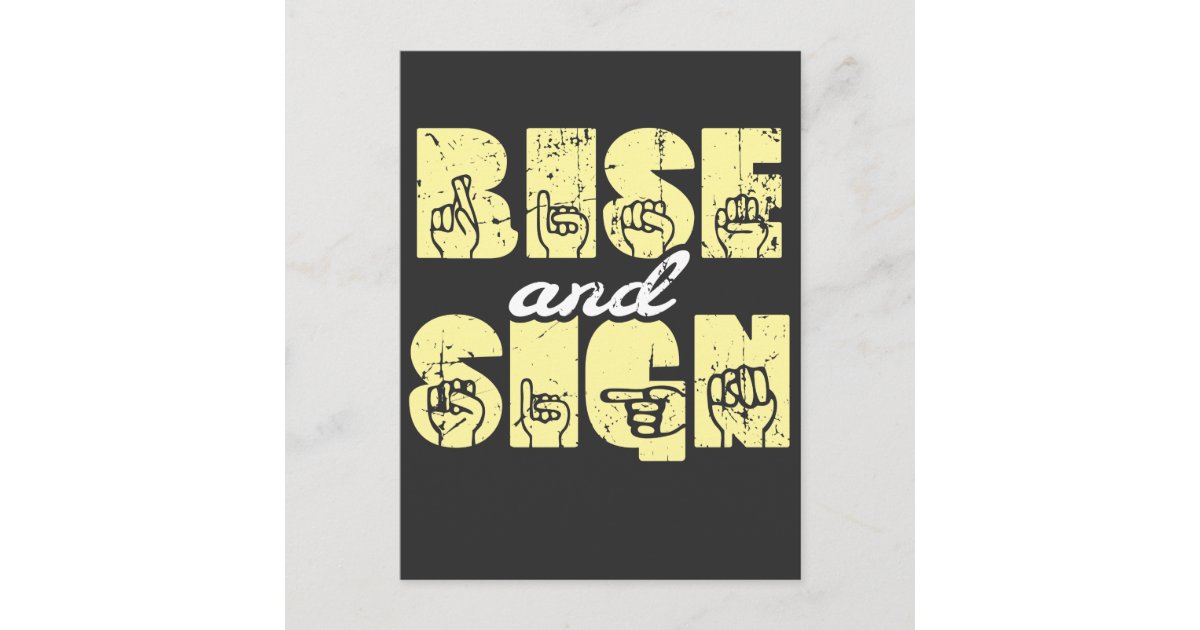 Sign Language ASL Rise and Sign Postcard | Zazzle