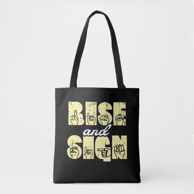 Sign Language ASL Rise and Sign Tote Bag (Front)