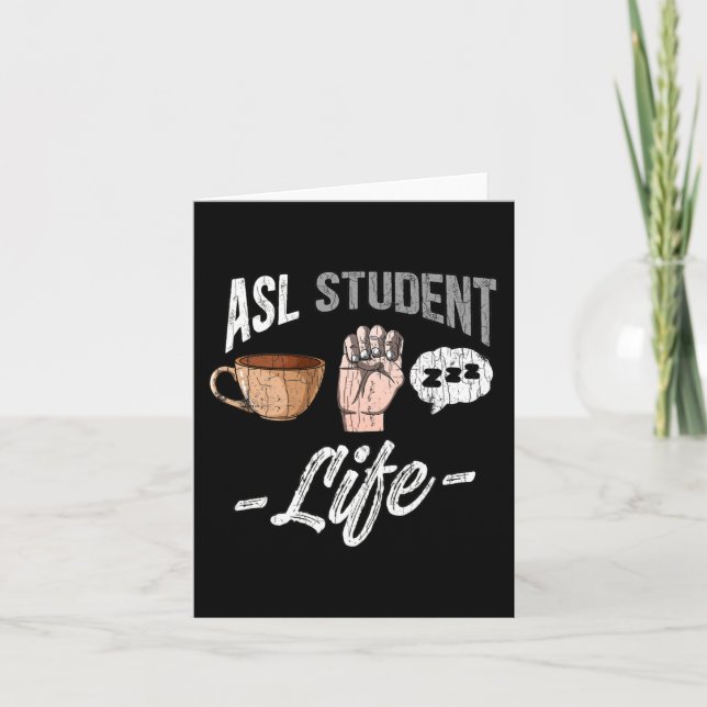 Sign Language Attire Deaf Awareness ASL Student Fu Card (Front)