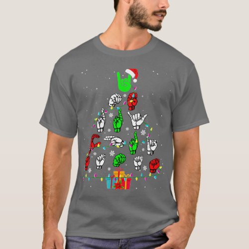 Sign Language Christmas Tree Merry Christmas Gifts T_Shirt