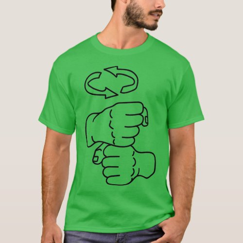 Sign Language Coffee Line Art Black T_Shirt