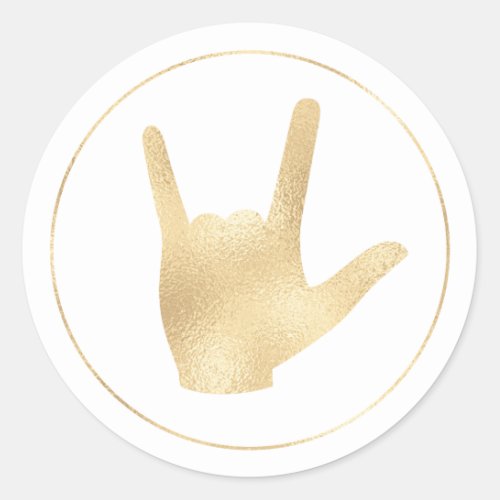 Sign Language Faux Gold Foil I Love You Sticker