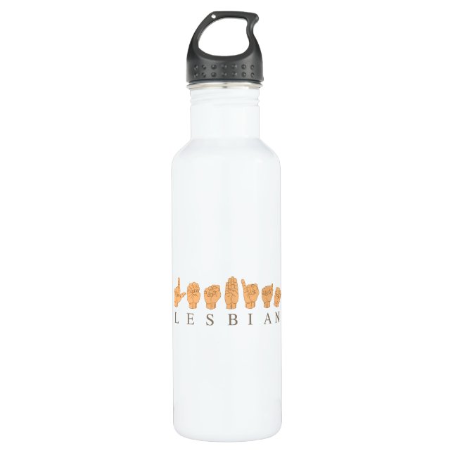 SIGN LANGUAGE FOR LESBIAN STAINLESS STEEL WATER BOTTLE (Front)