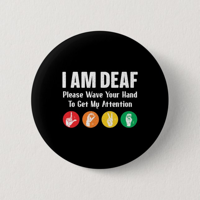 Sign Language Hand Interpreter Asl Deaf Awareness  Button (Front)
