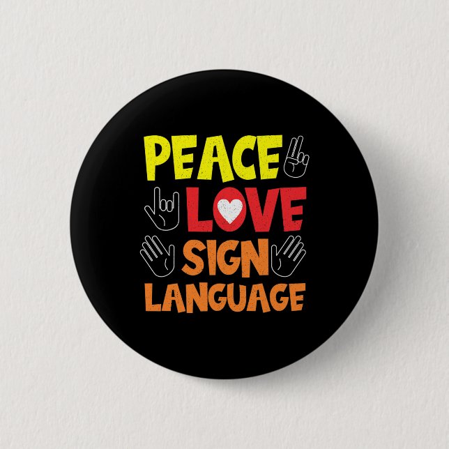 Sign Language Hand Interpreter Asl Deaf Awareness  Button (Front)