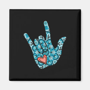 Sign Language I Love You Gesture Heart Deaf Awaren Magnet