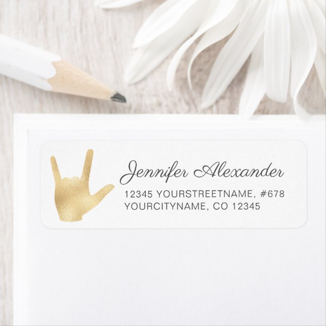Sign Language I Love You Gold Faux Foil Label (Insitu)