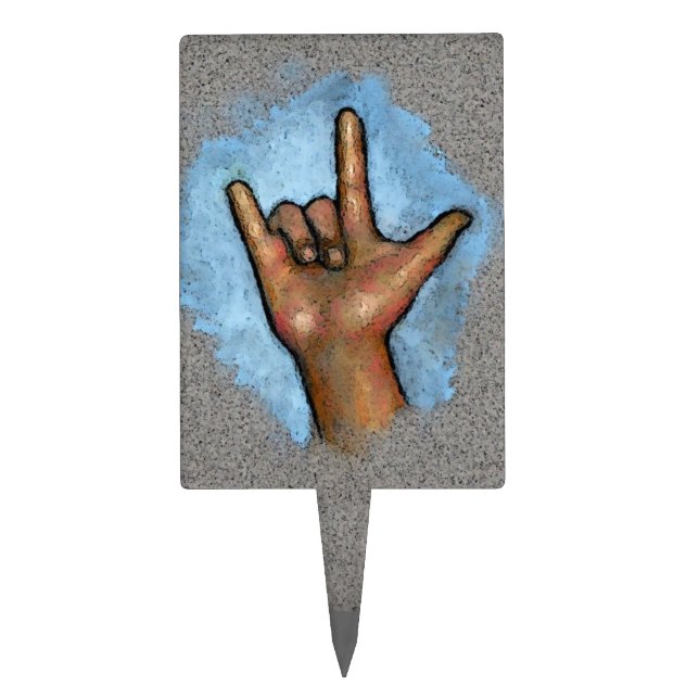 Sign Language: I Love You: Hand in Pastel Cake Topper (Front)