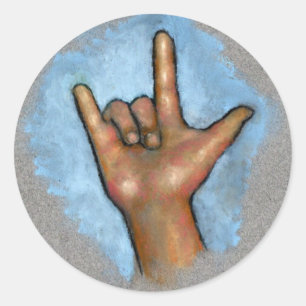 Sign Language: I Love You: Hand In Pastel Classic Round Sticker