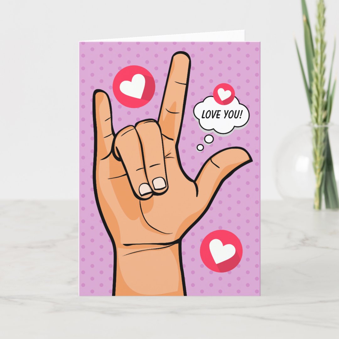 Sign Language I Love You Hand Valentine Holiday Card