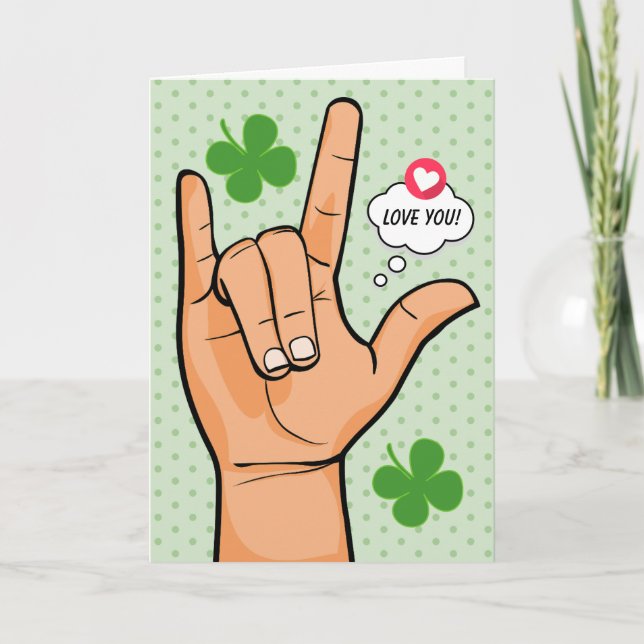 Sign Language I Love You Hand Valentine Holiday Card (Front)