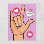 Sign Language I Love You Hand Valentine Holiday Postcard