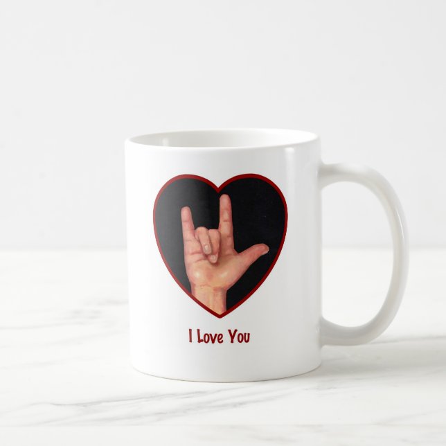 SIGN LANGUAGE I LOVE YOU HEART, HAND COFFEE MUG (Right)