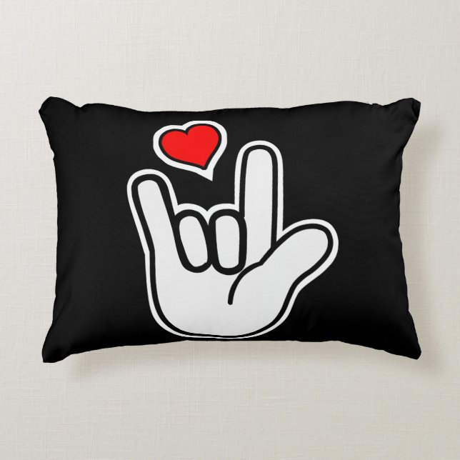 Sign Language I Love You Sign Accent Pillow (Front)