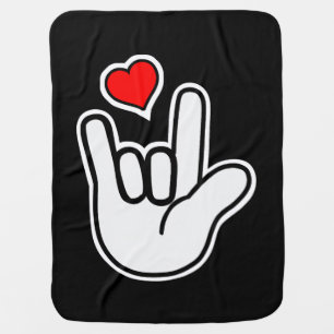 Sign Language I Love You Sign Baby Blanket