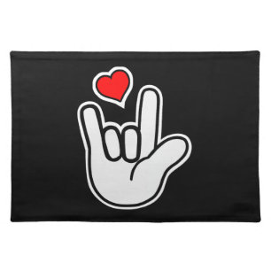 Sign Language I Love You Sign Cloth Placemat
