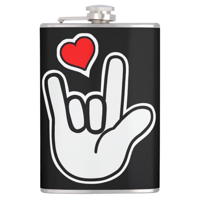 Sign Language I Love You Sign Flask (Front)
