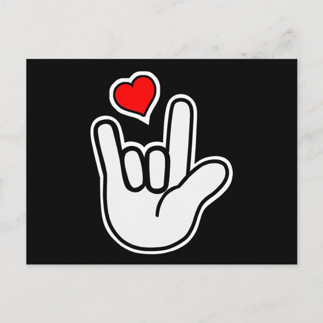 Sign Language I Love You Sign Holiday Postcard (Front)