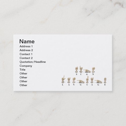 Sign Language in Ameslan Business Card Template