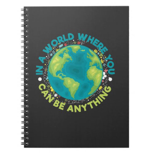 Sign Language Inspiration Be Kind World Flowers Notebook