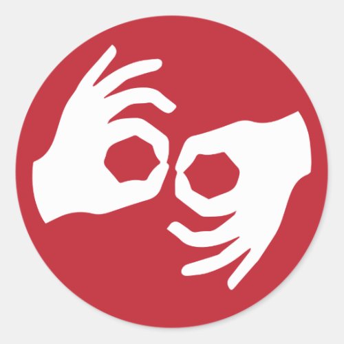Sign language interpretation symbol classic round sticker