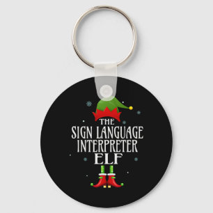 Sign Language Interpreter Elf Matching Family Grou Keychain