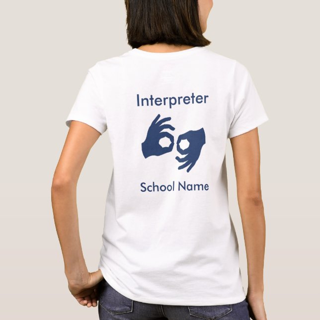 Sign Language Interpreter T-Shirt - Navy Blue (Back)