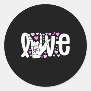 Sign Language Love Asl Be Kind Deaf Awareness  Classic Round Sticker
