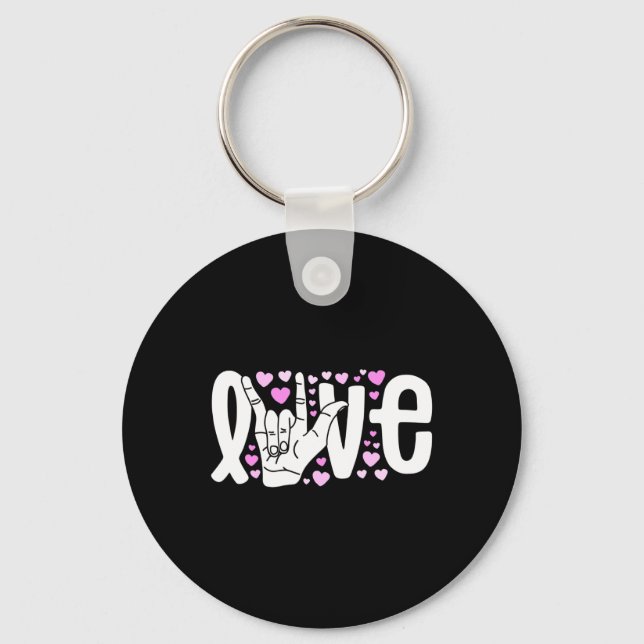 Sign Language  Love ASL  Be Kind Deaf Awareness  Keychain (Front)