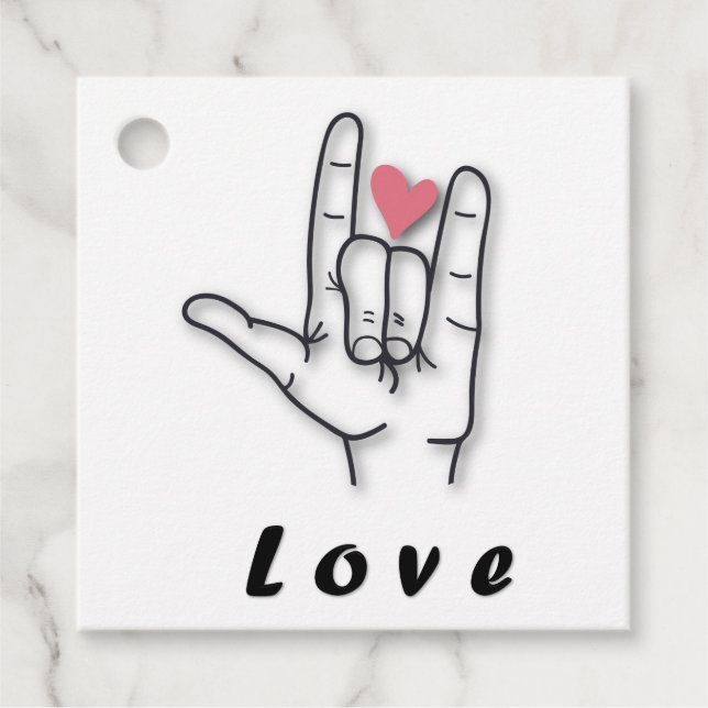Sign Language Love Favor Tags (Front)