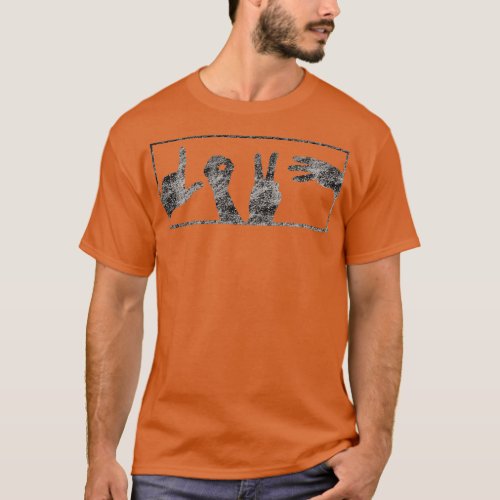 Sign language Love hands black and grey T_Shirt