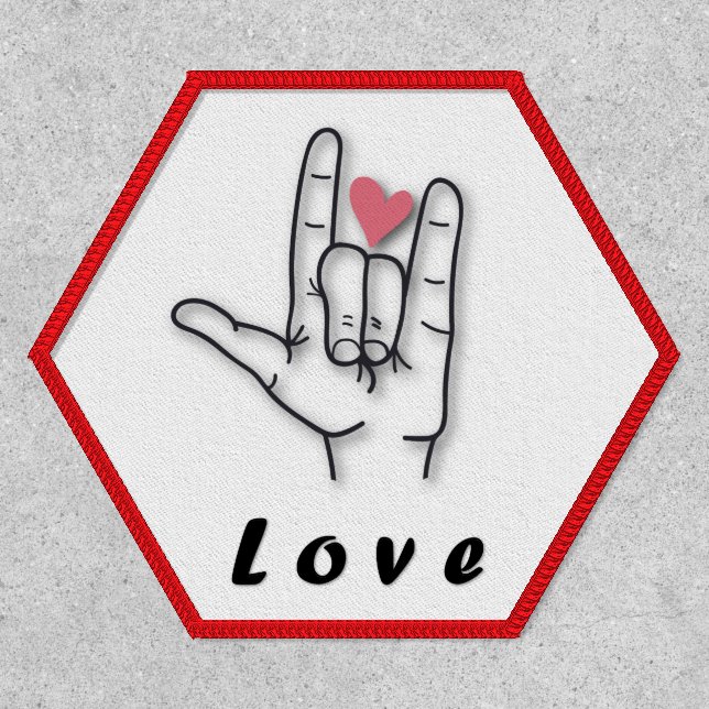 Sign Language Love Iron On Patch (Front)