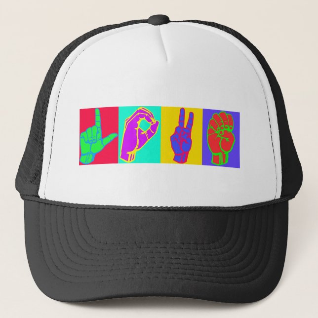 Sign Language LOVE Trucker Hat (Front)