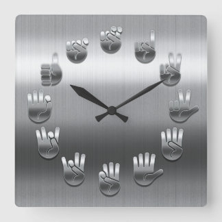 Sign Language -Stainless Square Wall Clock