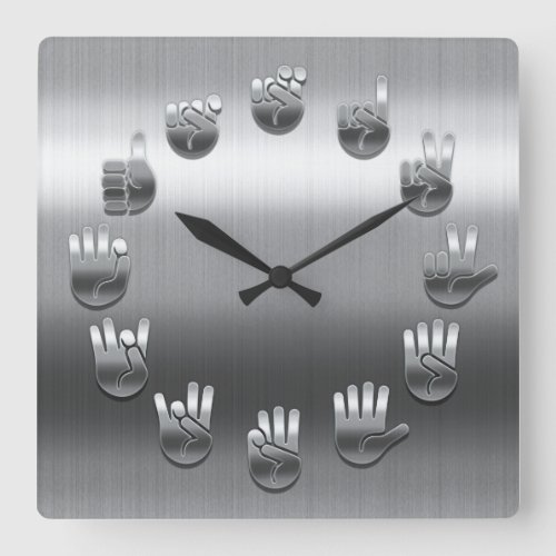 Sign Language _Stainless Square Wall Clock
